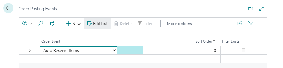 Order Posting Events setup