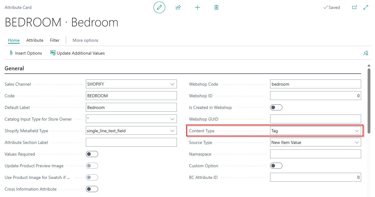 Tag content type setup