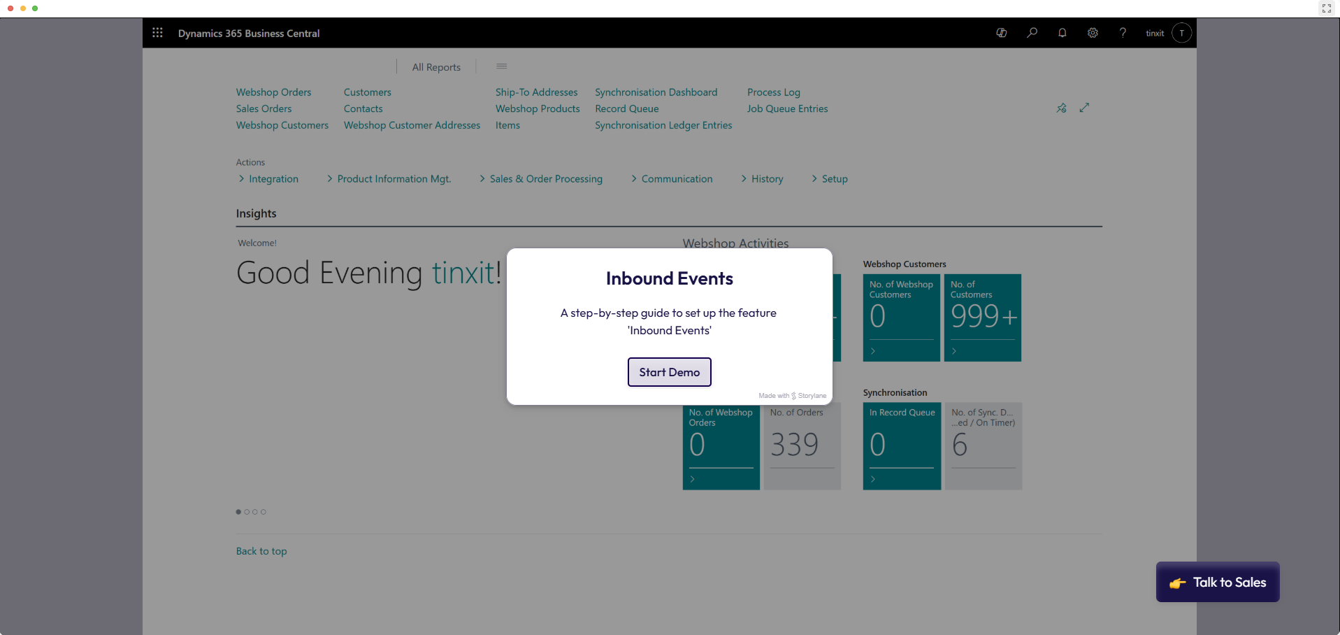 Screenshot of the interactive demo