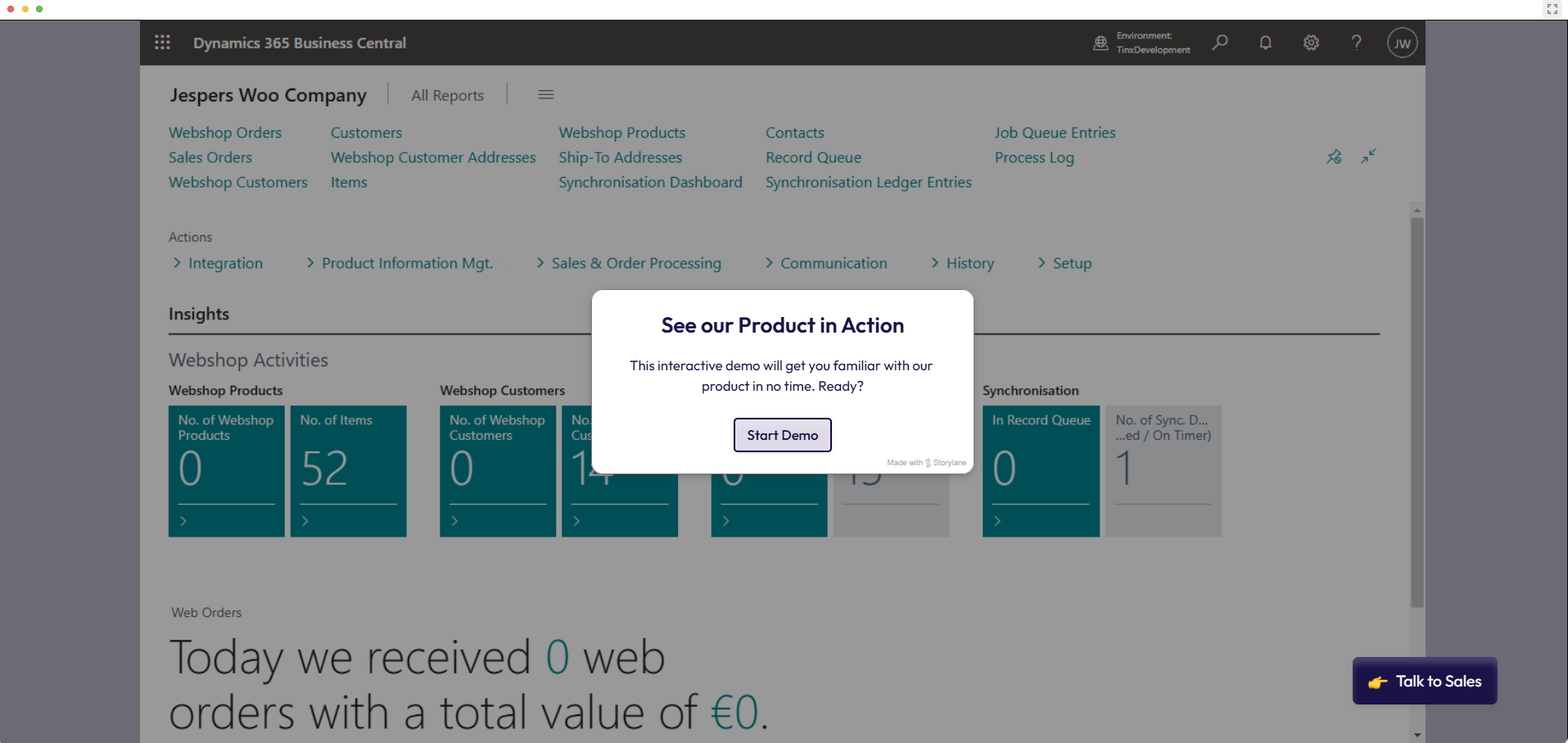 Screenshot of the interactive demo