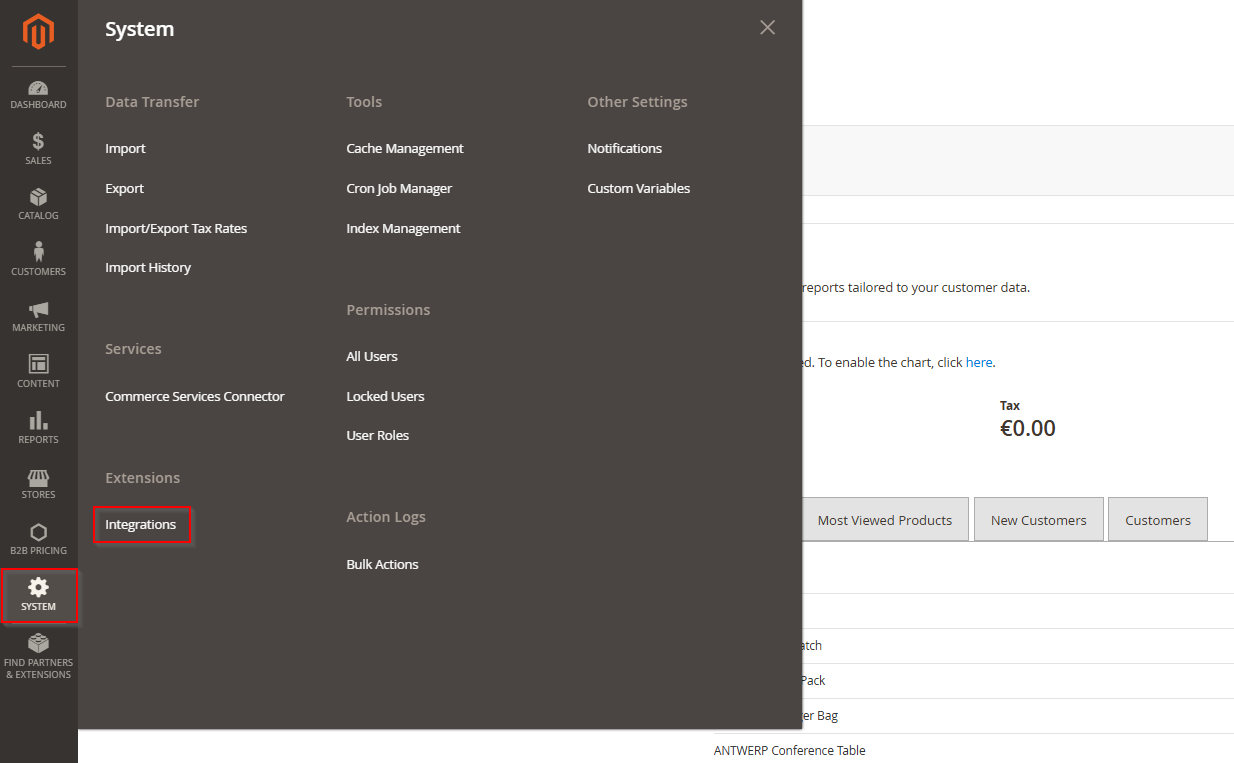 magento-backend-system-integrations