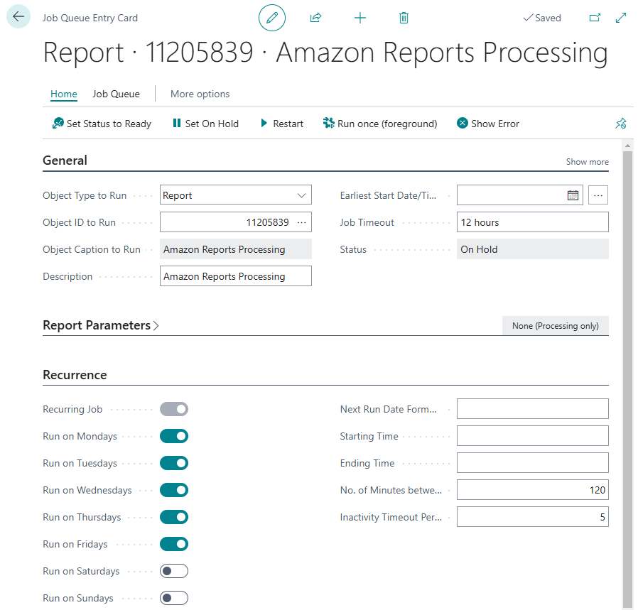 Job queue entry for report 11205839, Amazon Reports Processing