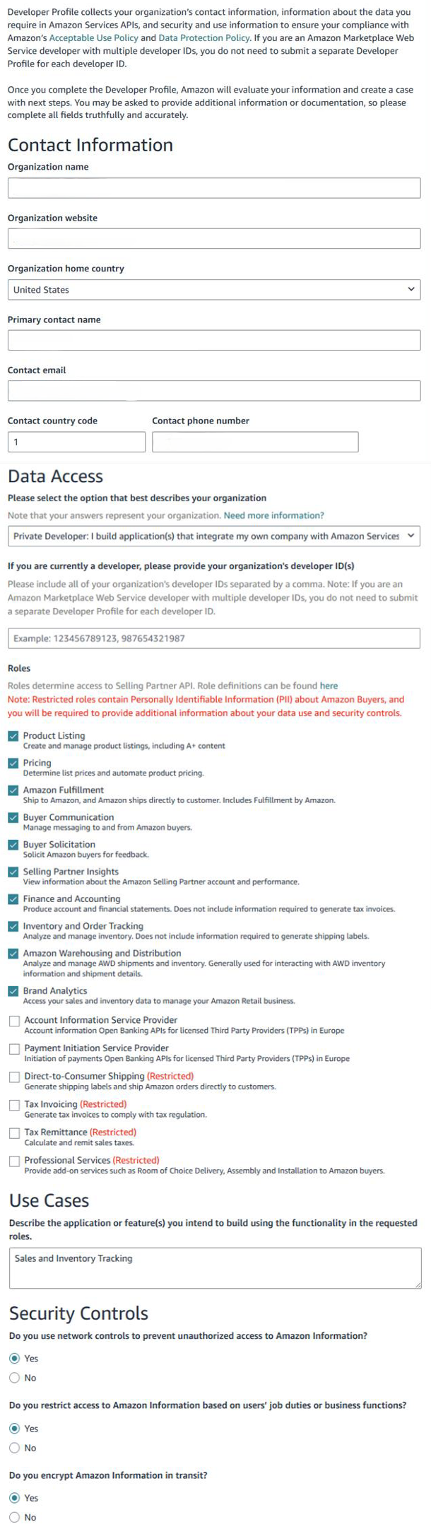 Security Controls questionnaire