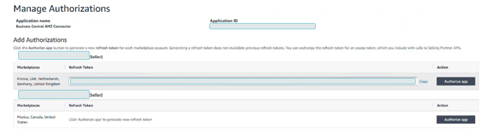 Refresh token generated on the Manage Authorizations page